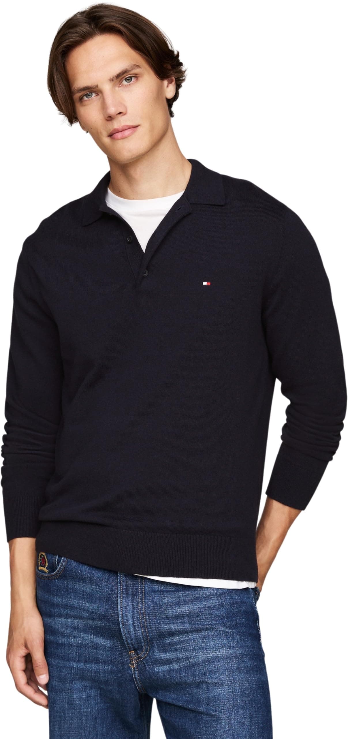 Tommy Hilfiger Herren Pima Org Ctn Cashmere Ls Polo Andere Pullover