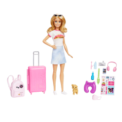 Barbie Malibu Reise-Puppe mit blonden Haaren und Zubehör 🌍👜🐶 - 13.99€