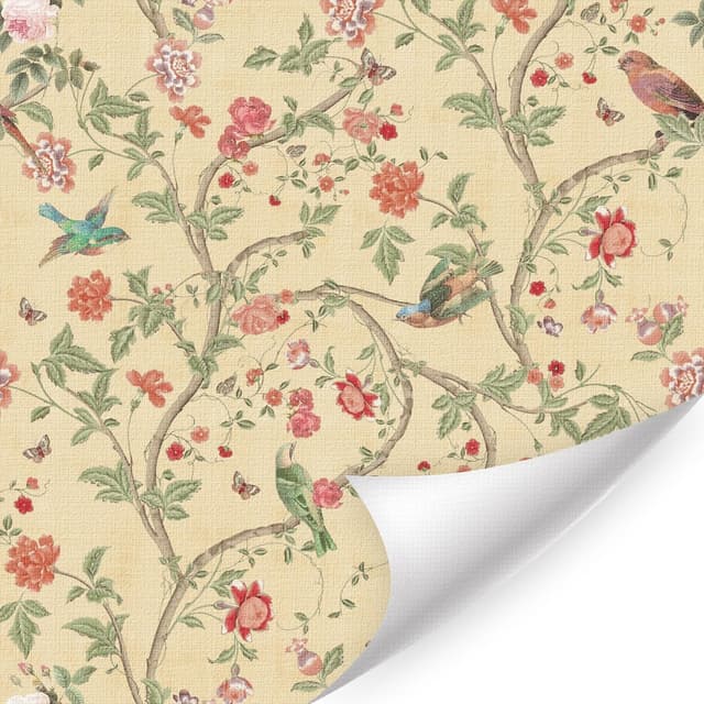 ANHUIB Selbstklebende Tapete Vögel Blumen Tapeten Wandpapier 🌼🌺🌿 Vintage Wandtapete Schlafzimmer Wohnzimmer Küche Wanddeko Farbe I