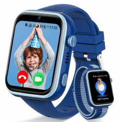 Fitnynxos 4G Smartwatch Kinder mit GPS und Telefon, Kinderuhr mit Videoanruf, SOS, Schulmodus, SMS, Sprachchat WhatsApp, Wecker, SIM, WiFi, IP68 Wasserdicht Schrittzähler Geschenk Mädchen/Jungen, Blau 🌟📱