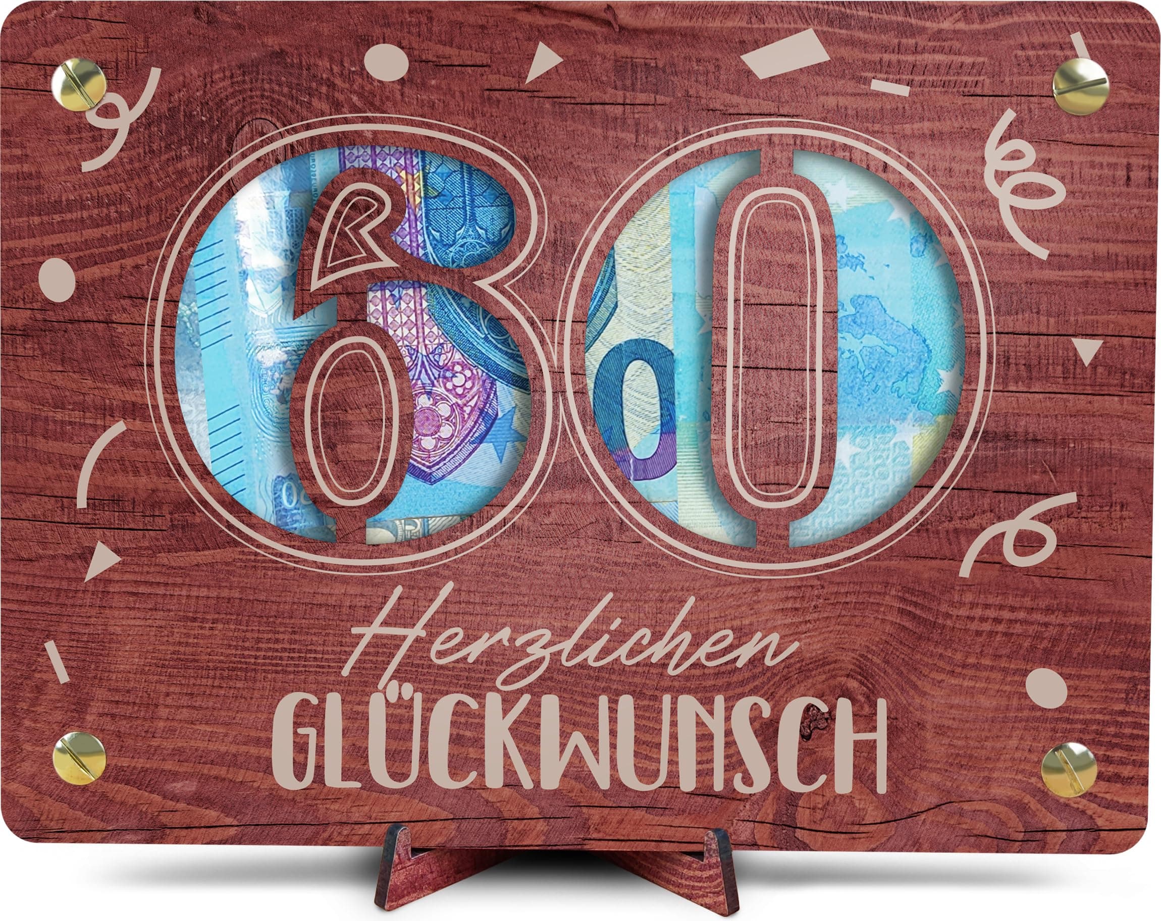 XL Geldgeschenk Geburtstag 60 aus Holz 🎁
