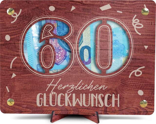 XL Geldgeschenk Geburtstag 60 aus Holz 🎁