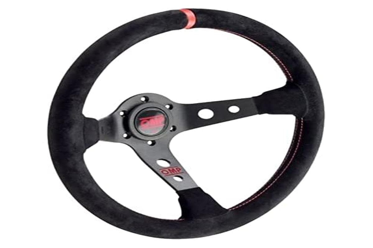 🏎️ OMP Lenkrad Corsica Wildleder Schwarz/Rot - Talla única