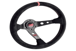 🏎️ OMP Lenkrad Corsica Wildleder Schwarz/Rot - Talla única