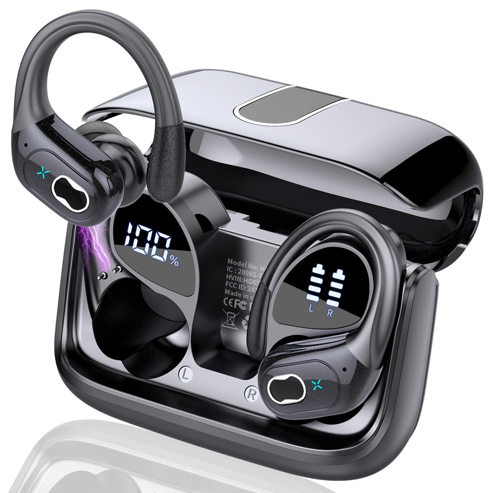 AI Kopfhörer Übersetzer, 3-in-1Bluetooth 5.4 Echtzeit Sprachübersetzer Kopfhörer 164 Sprachen mit App, 75Std Übersetzer Ohrhörer mit Ohrhaken und ENC Mic, 6 Übersetzungsmodi für Business, Schwarz 🎧🌍