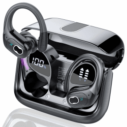 AI Kopfhörer Übersetzer, 3-in-1Bluetooth 5.4 Echtzeit Sprachübersetzer Kopfhörer 164 Sprachen mit App, 75Std Übersetzer Ohrhörer mit Ohrhaken und ENC Mic, 6 Übersetzungsmodi für Business, Schwarz 🎧🌍