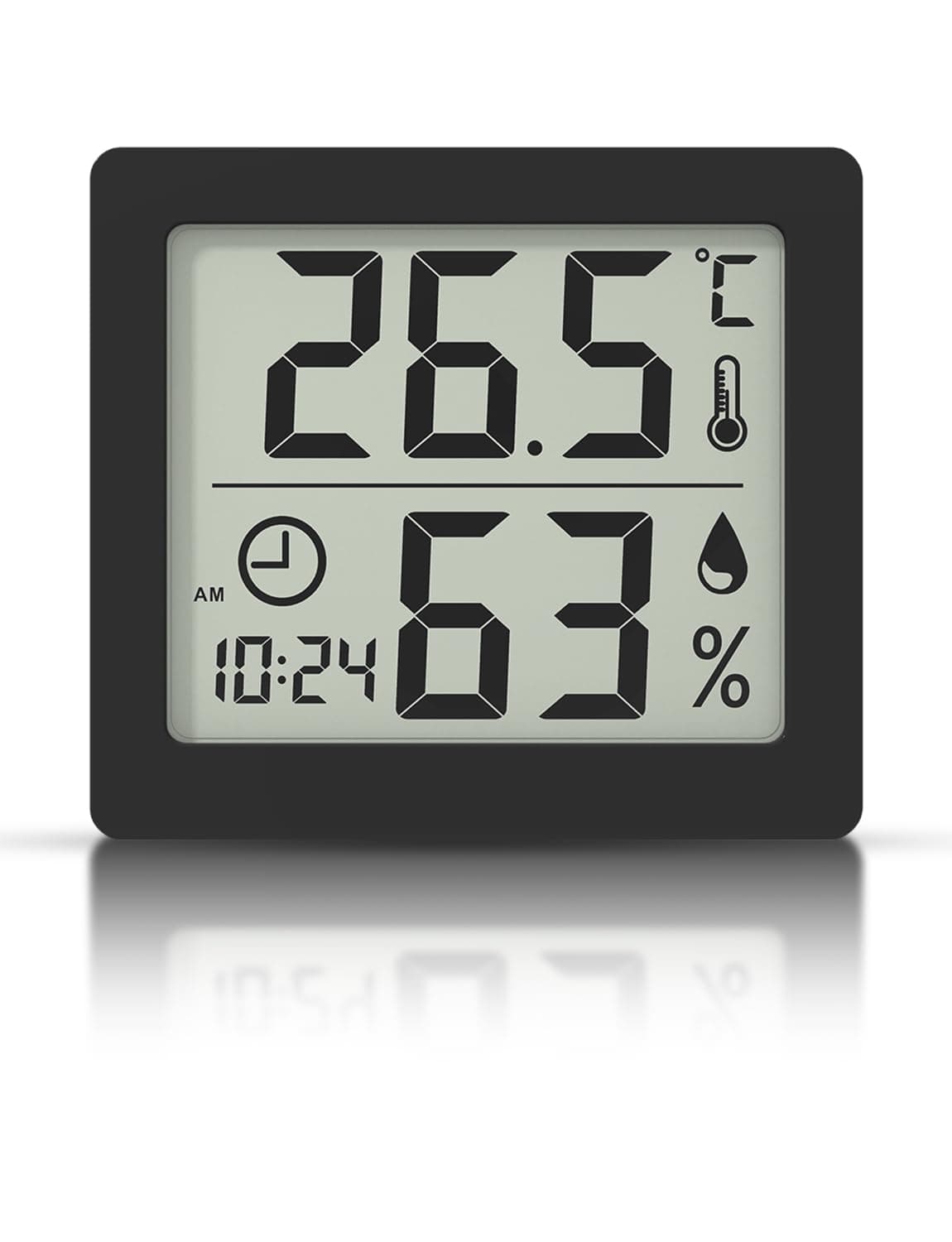 🌡️🕰️ Digitales Thermo-Hygrometer Innen Thermometer Hygrometer Temeo Hygro Indicator 3,1” LCD-Bildschirm