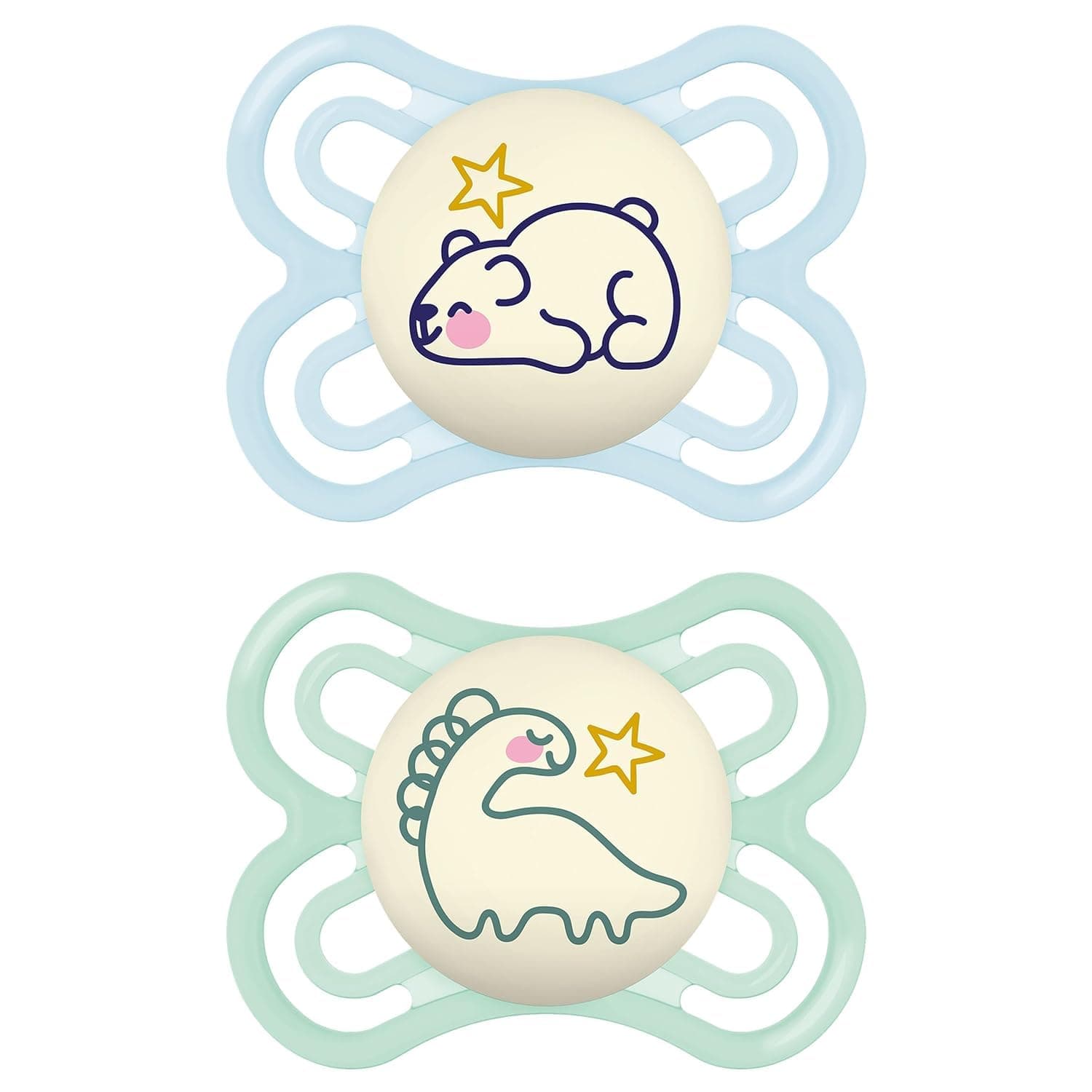 🌙👶 MAM Perfect Night Schnuller im 2er-Set 🐻🦕