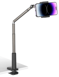 📱 JSAUX Handy Halter mit justierbarem langem Arm für Schreibtisch & Bett [Schwarz] Angebot bei HelloDeals