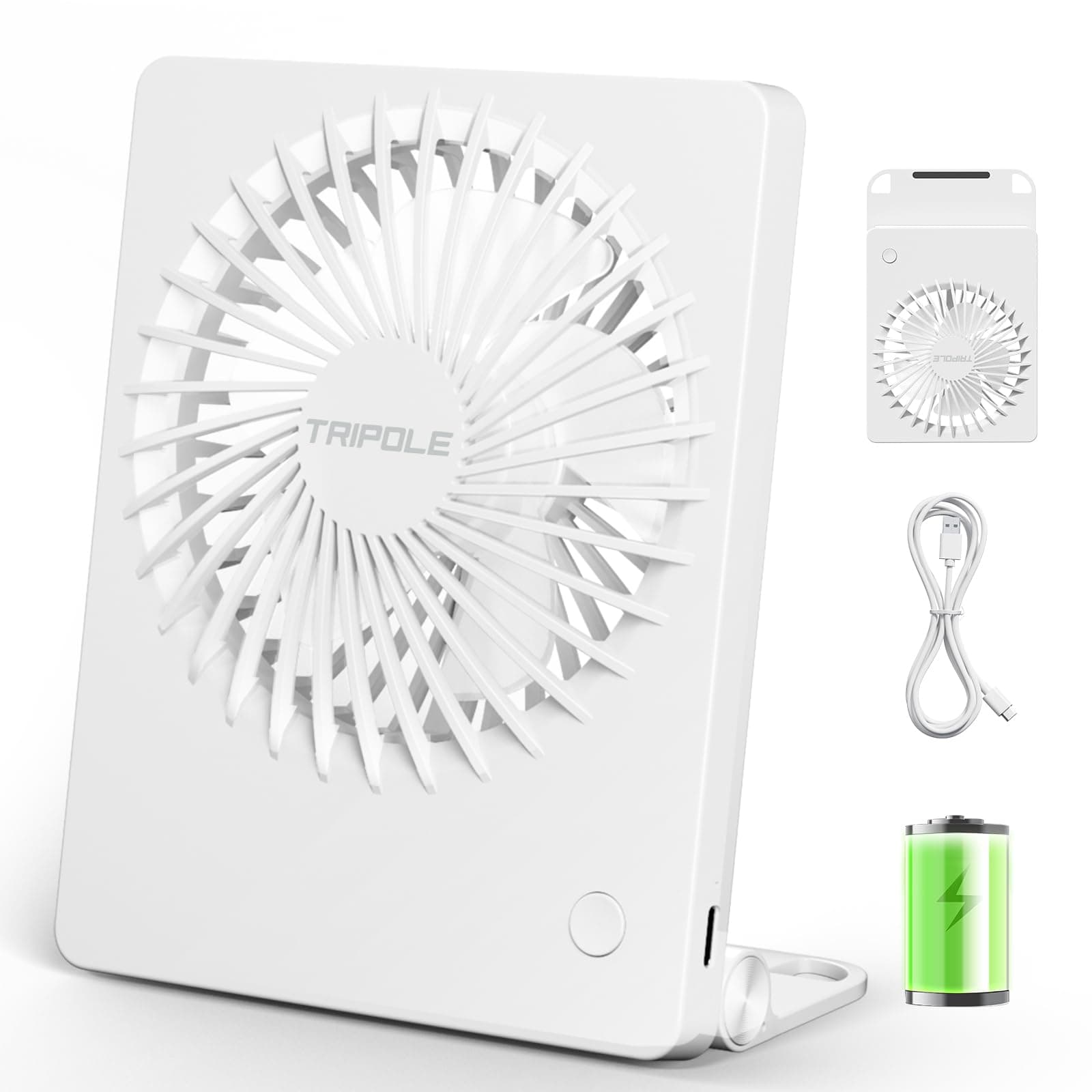 🌬️ TriPole Schreibtisch Ventilator: Batteriebetrieben & Tragbarer Mini-Ventilator