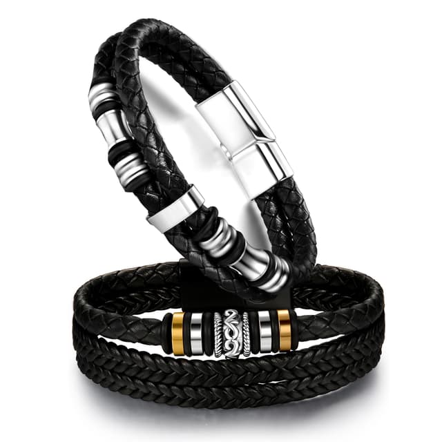Dochais Herren Armband aus Premium Leder ⚫️🌟 Personalisiertes Geschenk 🎁