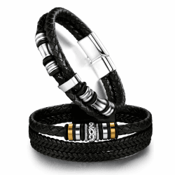 Dochais Herren Armband aus Premium Leder ⚫️🌟 Personalisiertes Geschenk 🎁