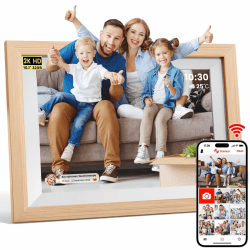 2K HD Digitaler Bilderrahmen WLAN, 10,1 Zoll 32 GB LED Auto-Rotat Digital Frame mit IPS-Touchscreen & Kalender Wetter