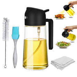 Augeno Schwarzer 500 ml 2-in-1 Ölspender und Ölsprüher 🍳 Set | Kochen, Salat, Grillen und Backen