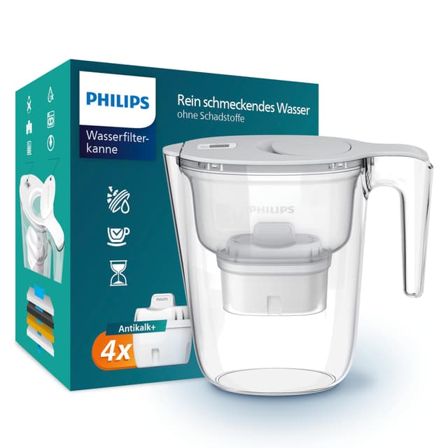 🌊🌿 Philips Wasserfilterkanne +4 Antikalk+ Ersatzfilterkartuschen 🌿🌊