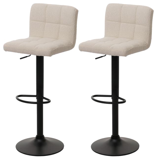 🌟 Mendler 2er-Set Barhocker HWC-G87 | Höhenverstellbar & drehbar | Stoff Boucle (450g/m²) | Creme-beige 🪑