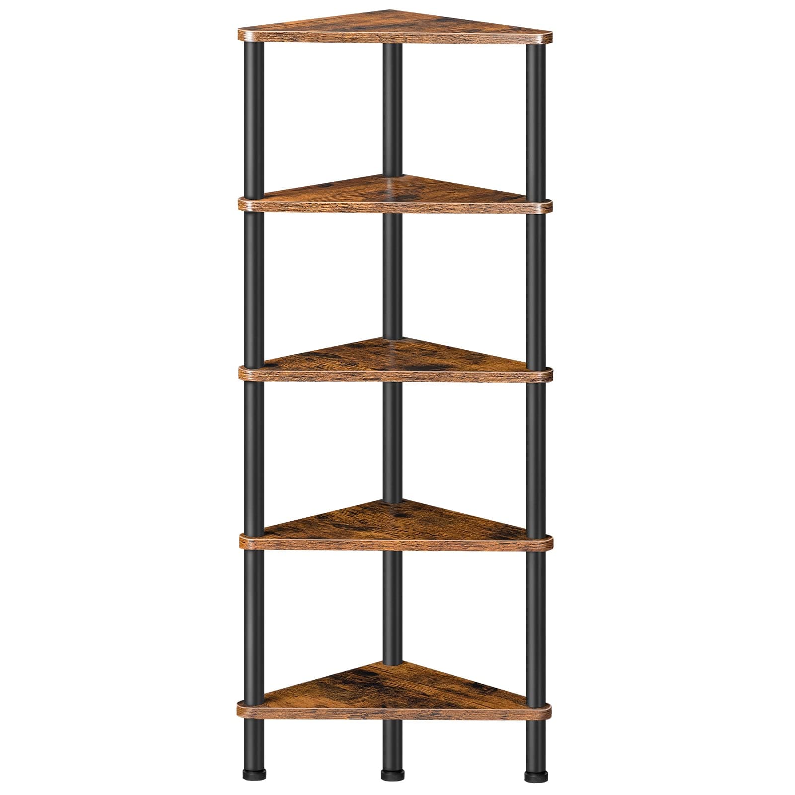 HOOBRO Eckregal mit 5 Ebenen 📚🌿 Vintagebraun + Schwarz 30 x 30 x 115 cm