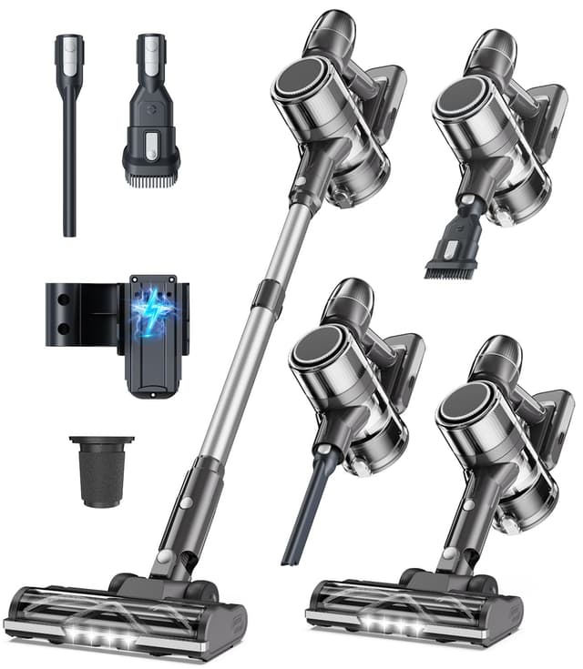🌟 Super Angebot! Akku Staubsauger Kabellos - Kabelloser Stabstaubsauger mit 60 Min Laufzeit