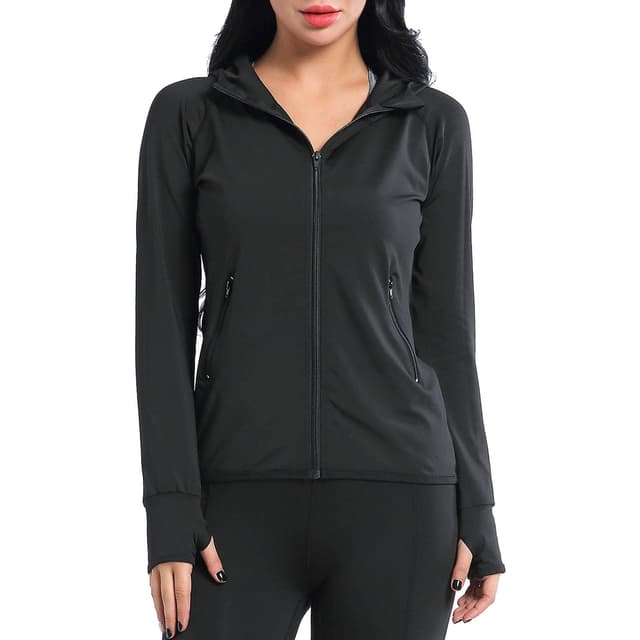 🏃‍♀️ AMZSPORT Damen Laufjacke Sportjacke Langarm Trainingsjacke Sweatjacke XXL 8003-schwarz