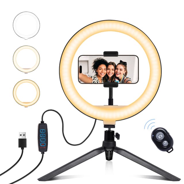 Nalezuns Selfie Ringlicht - LED Ringlicht mit Stativ für Live-Stream und Makeup 📷