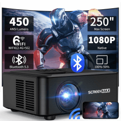 SCREENMAX Beamer Heimkino Beamer Upgraded WiFi 6 und Bluetooth 5.3