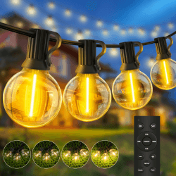 🌟 Lichterkette Led Außen Outdoor: 20M Aussen Beleuchtung 65ft G40 Garten Glühbirnen Balkon Pavillon Lichterketten Terrasse Party String Lights IP44 Wetterfest mit Fernbedienung Angebot bei HelloDeals