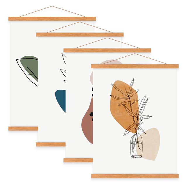 🌟 Deal des Tages! Magnetische Holz Poster Aufhänger - 4er Set