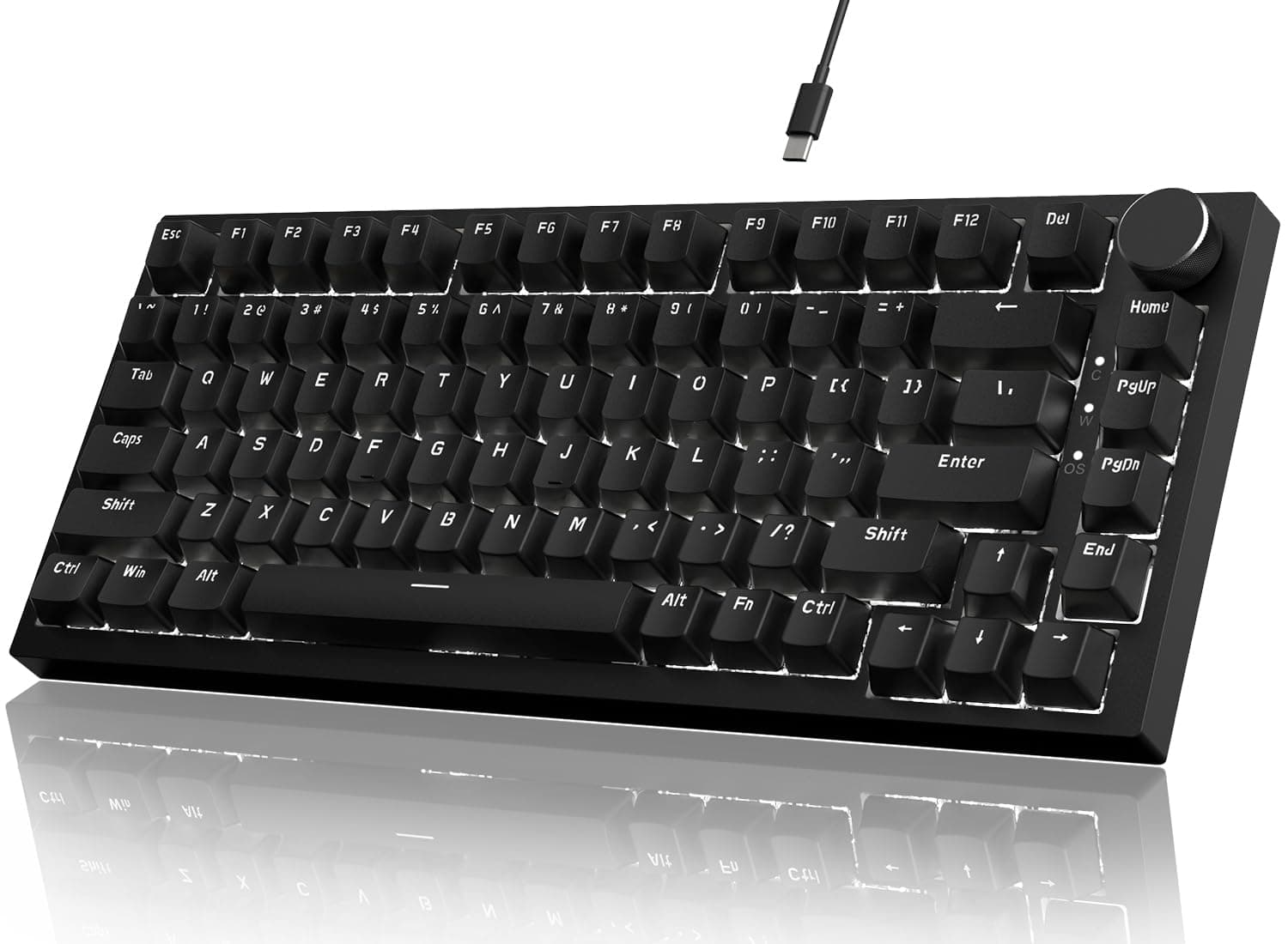 YINDIAO Ajazz AK820 Mechanische Tastatur mit Knopf, 75% ANSI-Layout
