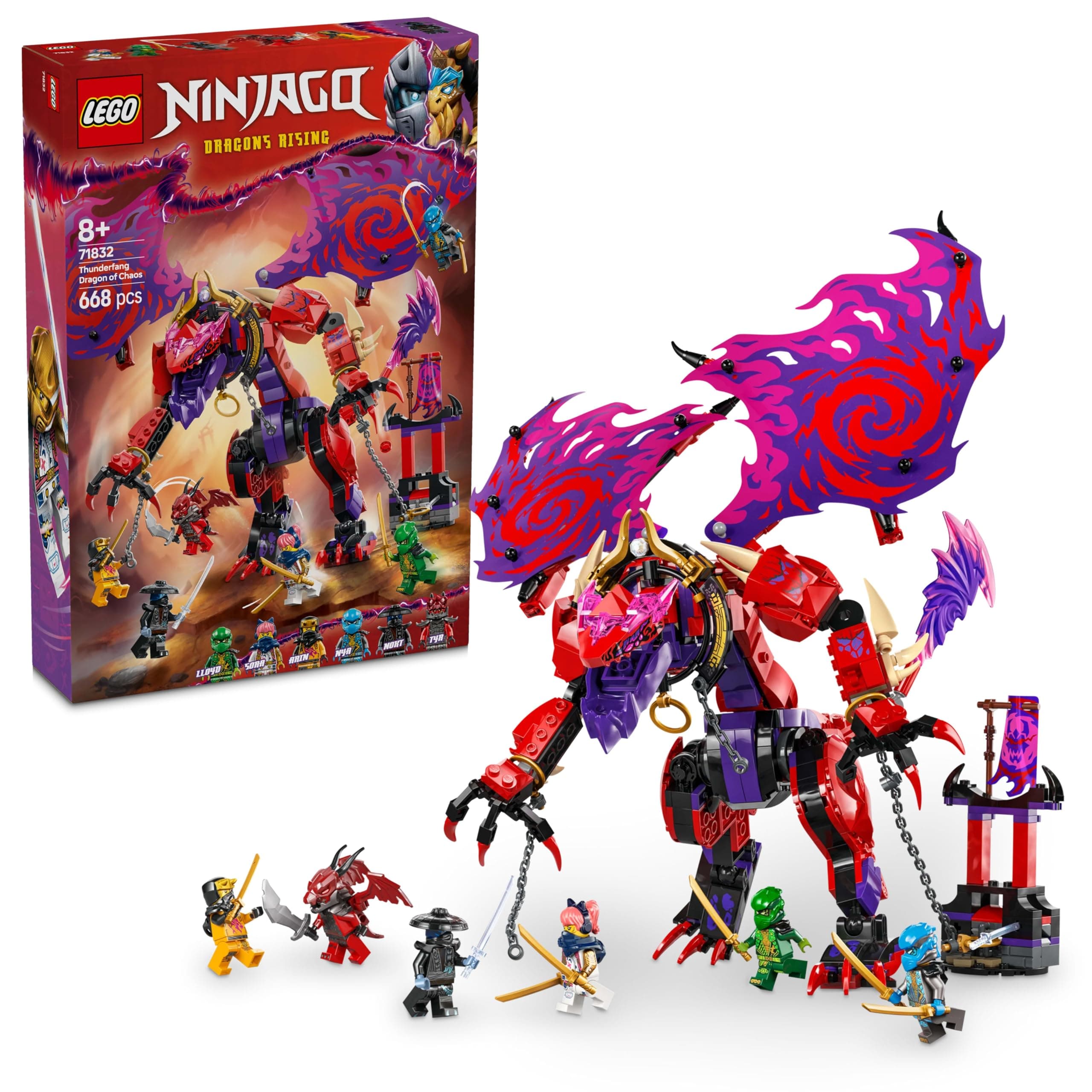 LEGO NINJAGO Chaosdrache Donnerzahn 🐉🌩️ - Spielzeug mit 6 Ninja Minifiguren