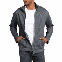 HOTIAN Jacke Herren Steppjacke Herren übergangsjacke frühlingshaft Karierten Jacquard Freizeit Leicht Jacken Stehkragen mit Tasche Dark Gray L