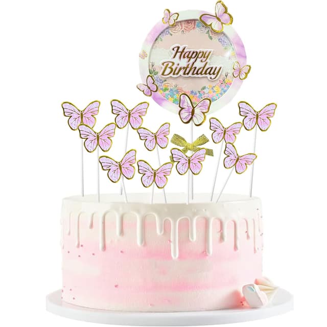 🎂🦋 11 Stück Happy Birthday Tortendeko Schmetterling
