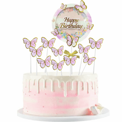 🎂🦋 11 Stück Happy Birthday Tortendeko Schmetterling