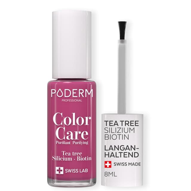 🌿🍇 PODERM Teebaum-Nagellack Color Care Himbeere - Verbessert das Aussehen für gelbe oder brüchige Nägel! 🌟