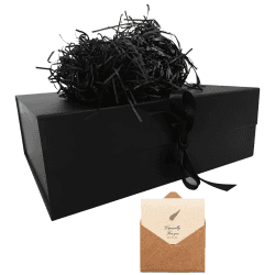 Schwarz Geschenkbox 33x26x11cm mit Magnetisch Deckel und Schleife 🎁🎀