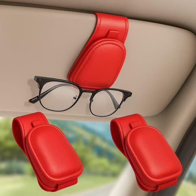 🚗 2 Stück Brillenhalter für Auto: Magnetischer Brillenhalter Auto aus Leder für Einhand Tragen 🕶️