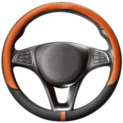 🚗🔥 COFIT Lenkradbezug für Auto Universal | Anti-Rutsch Leder Schutzhülle M 37-38cm Schwarz und Orange Stil A-7.Orange