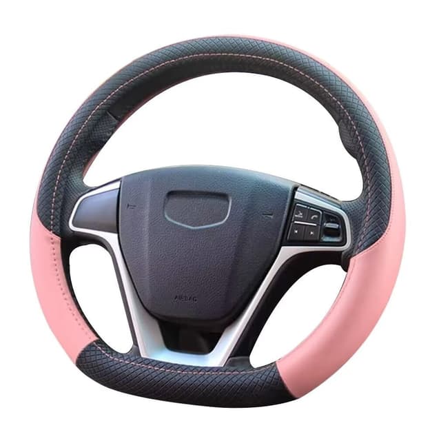 Pahajim Lenkradbezug Leder 37-38cm D-Form - Rosa 🚗