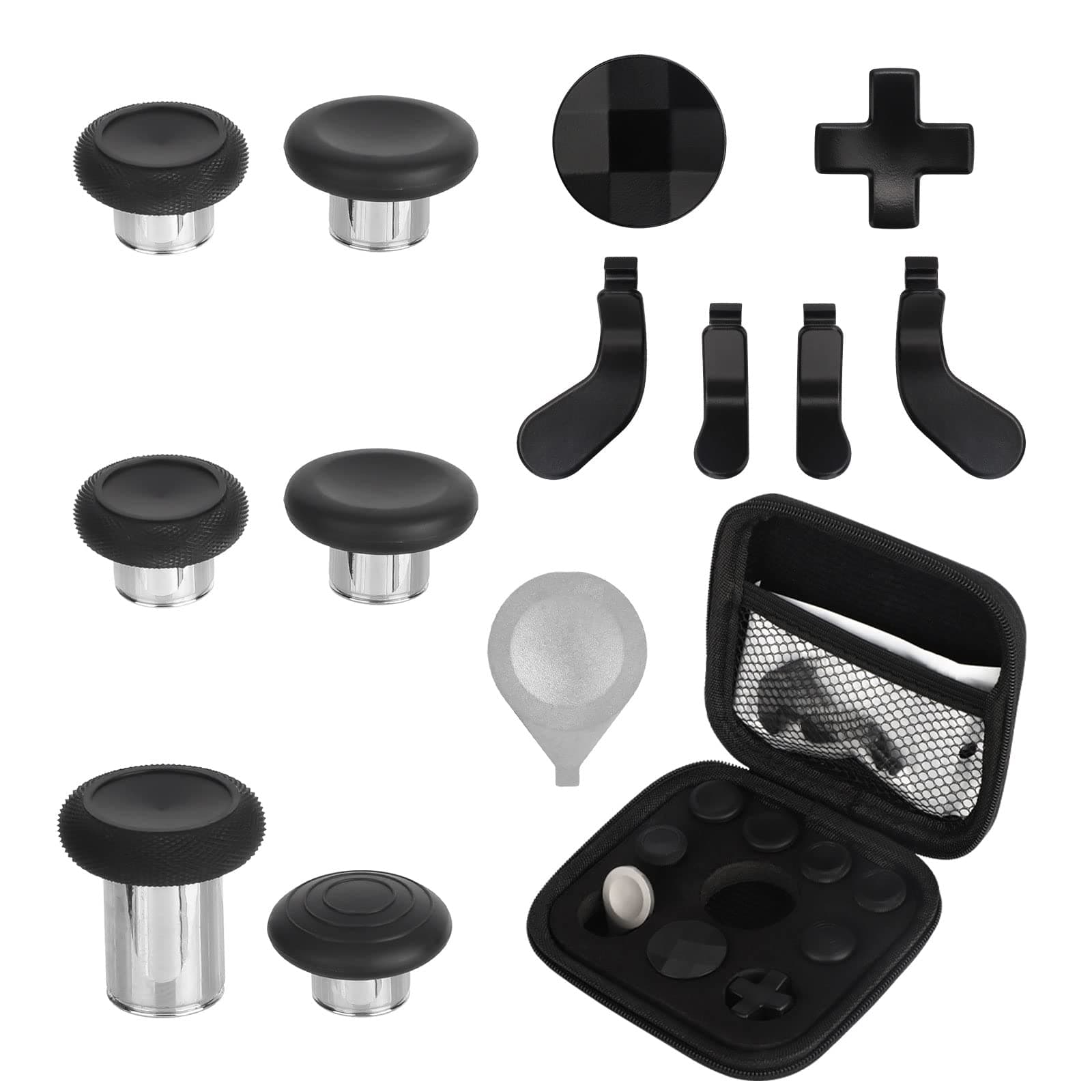 EEEKit Metall Thumbsticks, 13 in 1 D-Pads und Paddles Trigger Buttons Ersatzteile für Xbox One Elite Series 2 Controller, Schwarz 😎🎮
