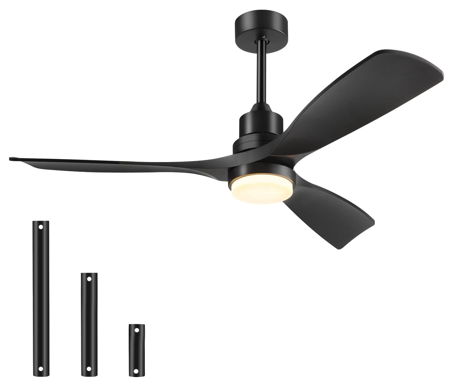 Forrovenco Schwarz Deckenventilator mit Beleuchtung und Fernbedienung - Sommer Winterbetrieb - Leise DC Motor