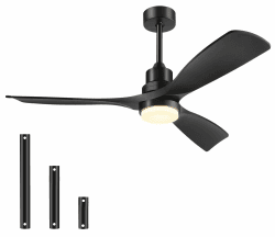 Forrovenco Schwarz Deckenventilator mit Beleuchtung und Fernbedienung - Sommer Winterbetrieb - Leise DC Motor