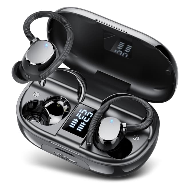 Bluetooth Kopfhörer Sport, 2025 Neue In Ear Kopfhörer Kabellos Bluetooth 5.3 mit 4 ENC Noise Cancelling Mikrofon, IP7 wasserdichte Earbuds, 128 Std Spielzeit, Dual LED Anzeige Ohrhörer für iOS Android schwarz