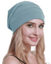 osvyo Baumwolle Chemo Hüte Soft Caps Krebs Kopfbedeckungen für Frauen 🌸 Haarausfall 🌿 versiegelt Verpackung Einheitsgröße HELL BLAU GRAU