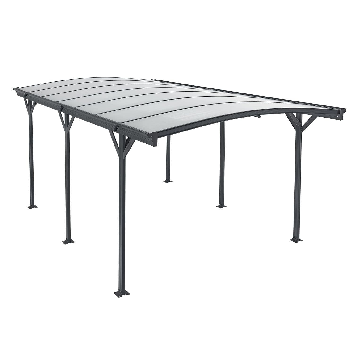 Juskys Carport mit Bogendach 5x3 m - Aluminium Überdachung ⭐ Unterstand für Autos ⭐ Dunkelgrau