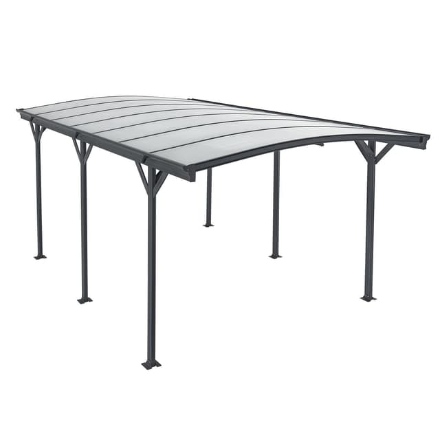 Juskys Carport mit Bogendach 5x3 m - Aluminium Überdachung ⭐ Unterstand für Autos ⭐ Dunkelgrau