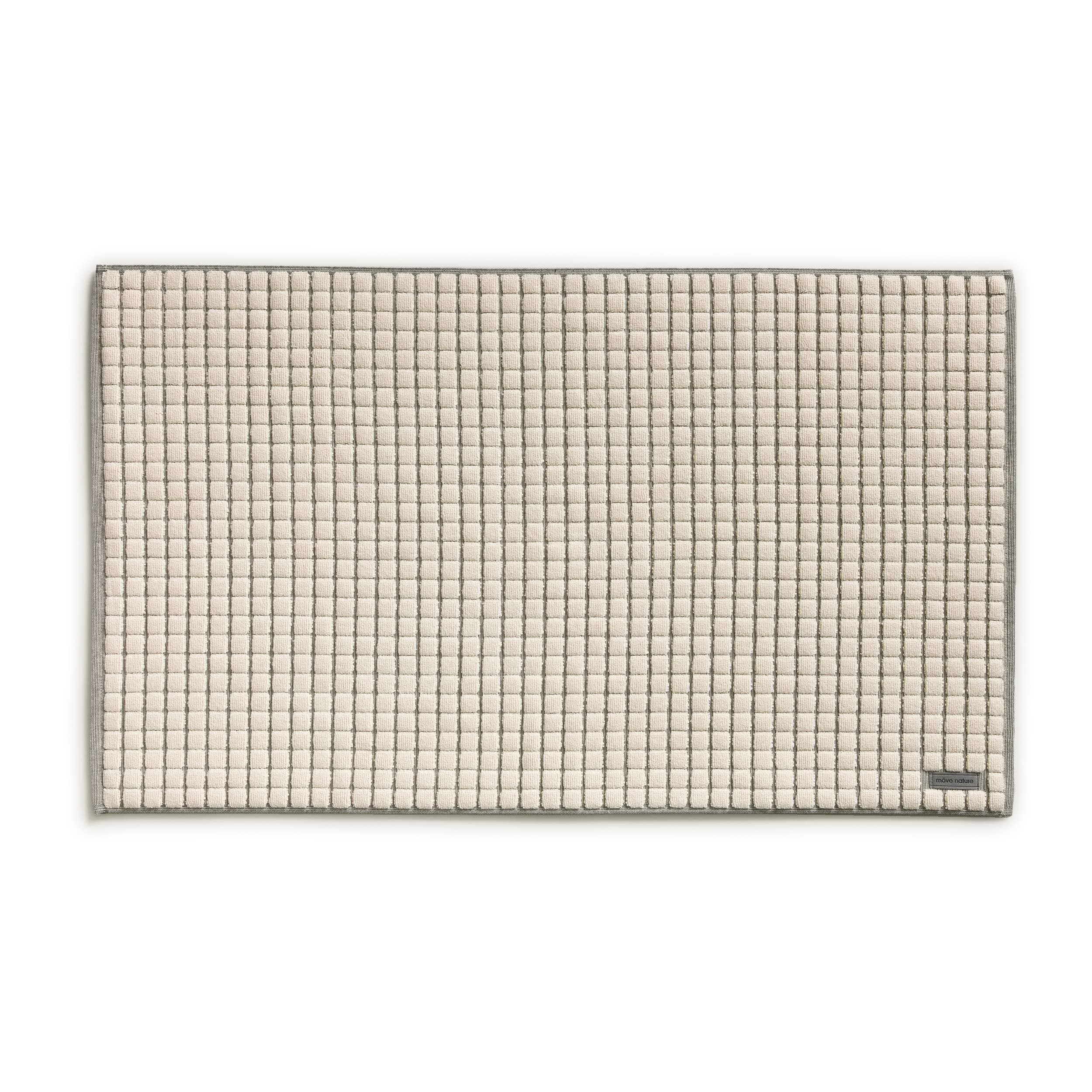 🛁 möve Eden Badteppich | 60 x 100 cm | 100% Baumwolle | Natur/Schwarz