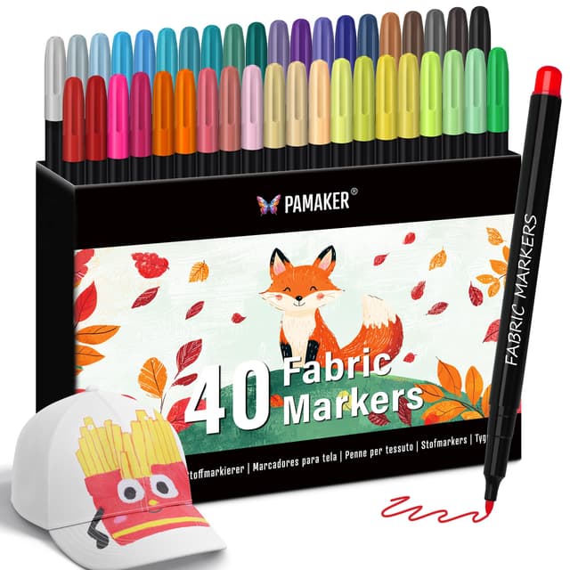 🎨 40 Textilstifte für kreative Designs auf Kleidung und Stoffen 🌈