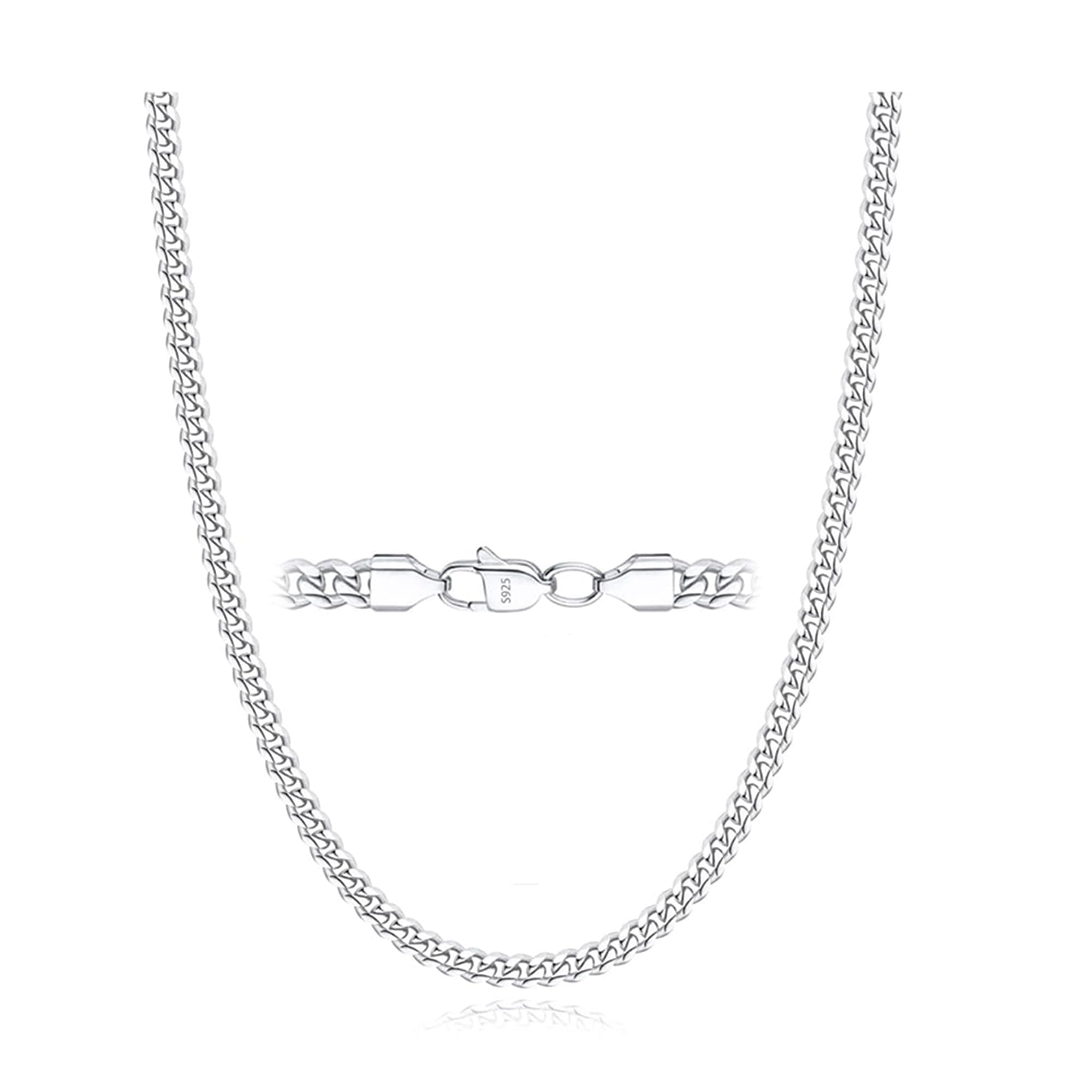 Esrael S925 Sterling Silber Kubanische Kette Halskette für Männer 😎