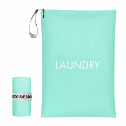CANBOX Wäschesack Reise, Nylon Wasserdichte Wäschebeutel mit Reißverschluss, 50 x 70cm Große Kapazität Stoffbeutel Faltbare Schmutzwäschebeutel Tasche für Reisen Startseite Camping Blau 🧳