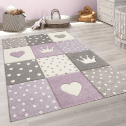 Paco Home Teppich Kinderzimmer 3D-Look Pastellfarben Lila