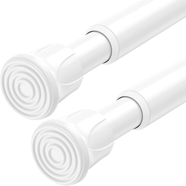 Zipglo 2 Stück Ausziehbare Gardinenstange ohne Bohren, Weiß - 70-130 cm Teleskopstange